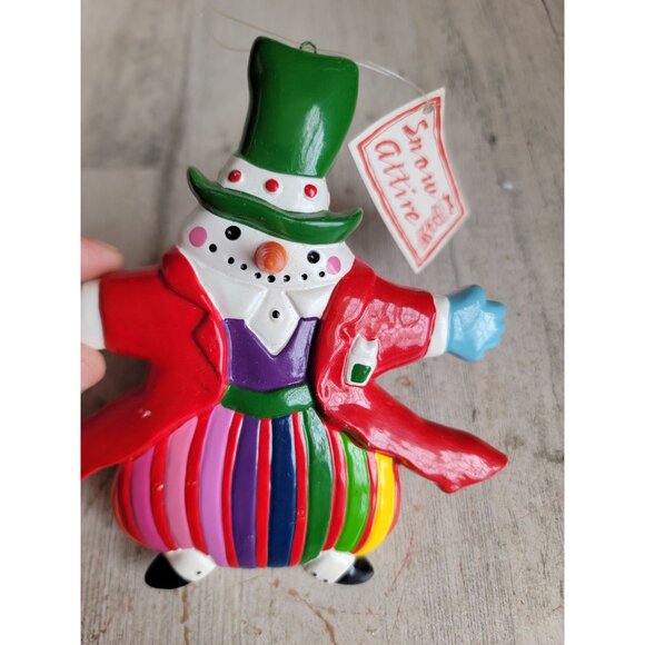 Dept 56 Snowman colorful ornament Xmas ceramic unique - Picture 4 of 7